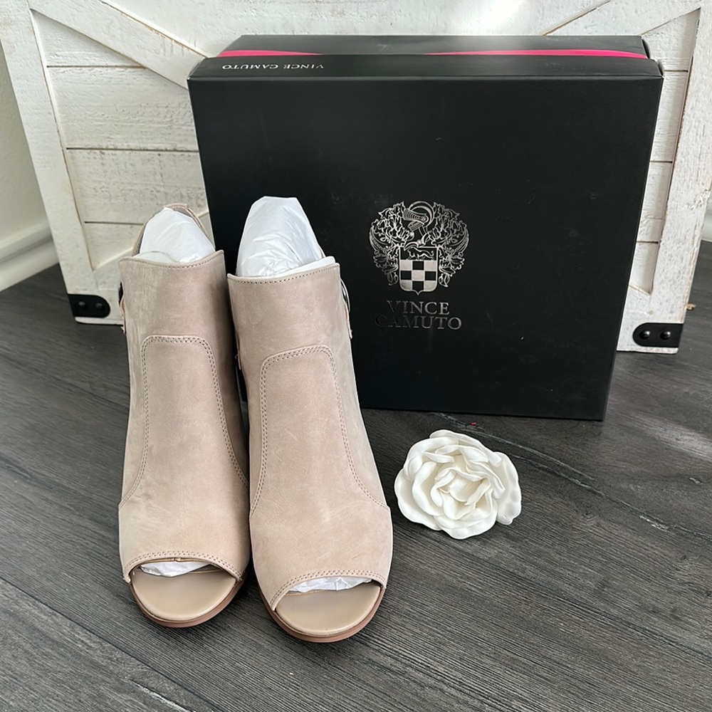 Vince Camuto Tan Ankle Booties with Block Heel